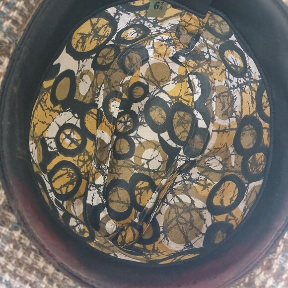 Vintage United Hatters Cap and Millinery Plaid Fedora Hat Size 6 7/8 RARE Lined - Picture 8 of 10